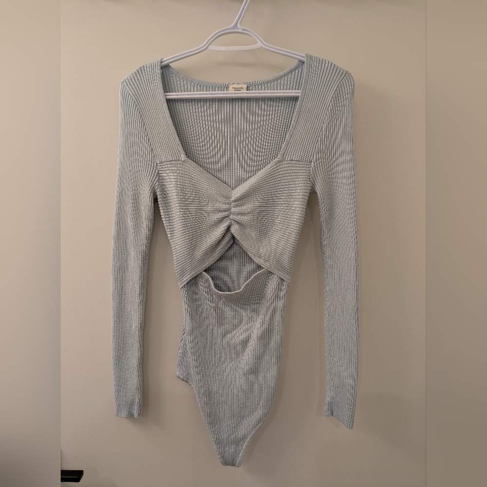 Abercrombie Ribbed Bodysuit Ice Blue Medium